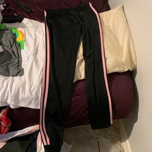 Black and pink stripe Adidas joggers - Picture 2 of 2